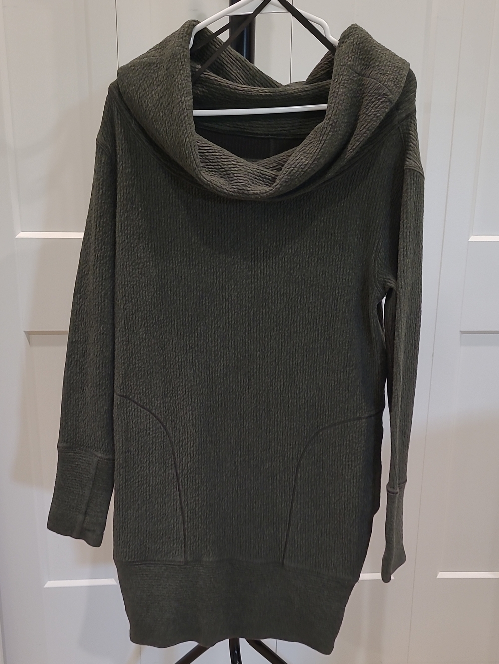 lululemon athletica "Along The Way" Olive Green Cowl Neck Sweater Dress